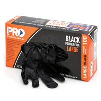 disposable black nitrile powder free gloves - 100pk 